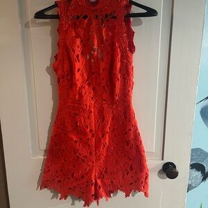 Astr Red Eyelet Romper